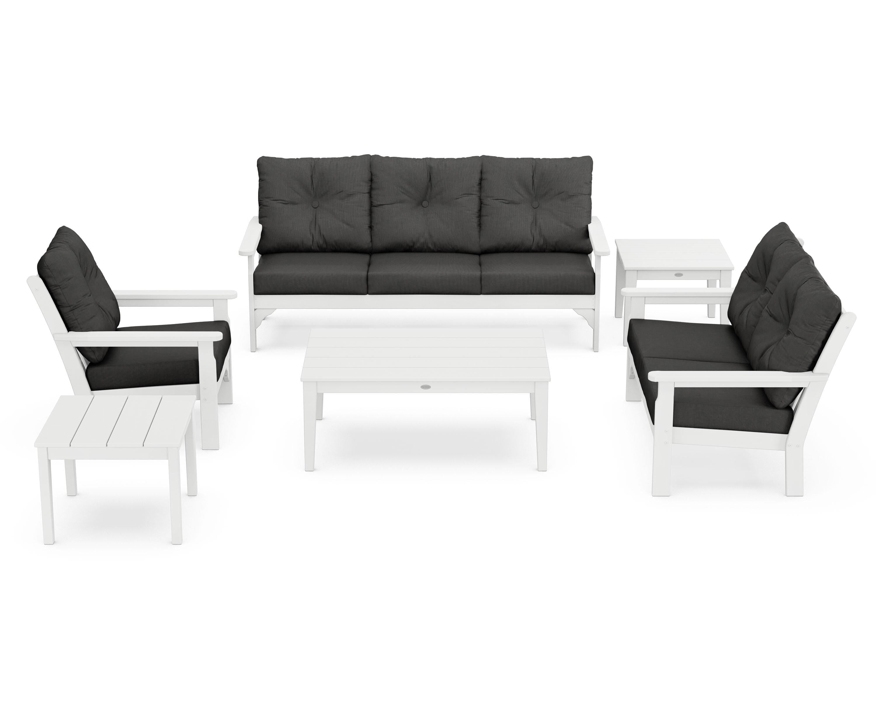 POLYWOOD® Vineyard 6-Piece Deep Seating Set in White / Spectrum Carbon