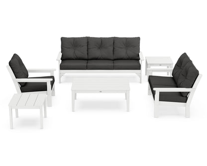 POLYWOOD® Vineyard 6-Piece Deep Seating Set in White / Spectrum Carbon