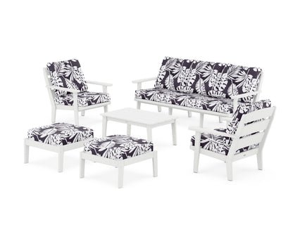 POLYWOOD® Lakeside 6-Piece Lounge Sofa Set in White / Leaf Navy