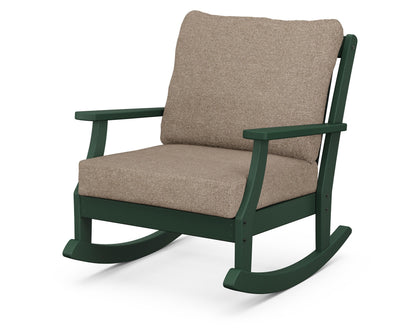 POLYWOOD® Braxton Deep Seating Rocking Chair in Green / Spiced Burlap