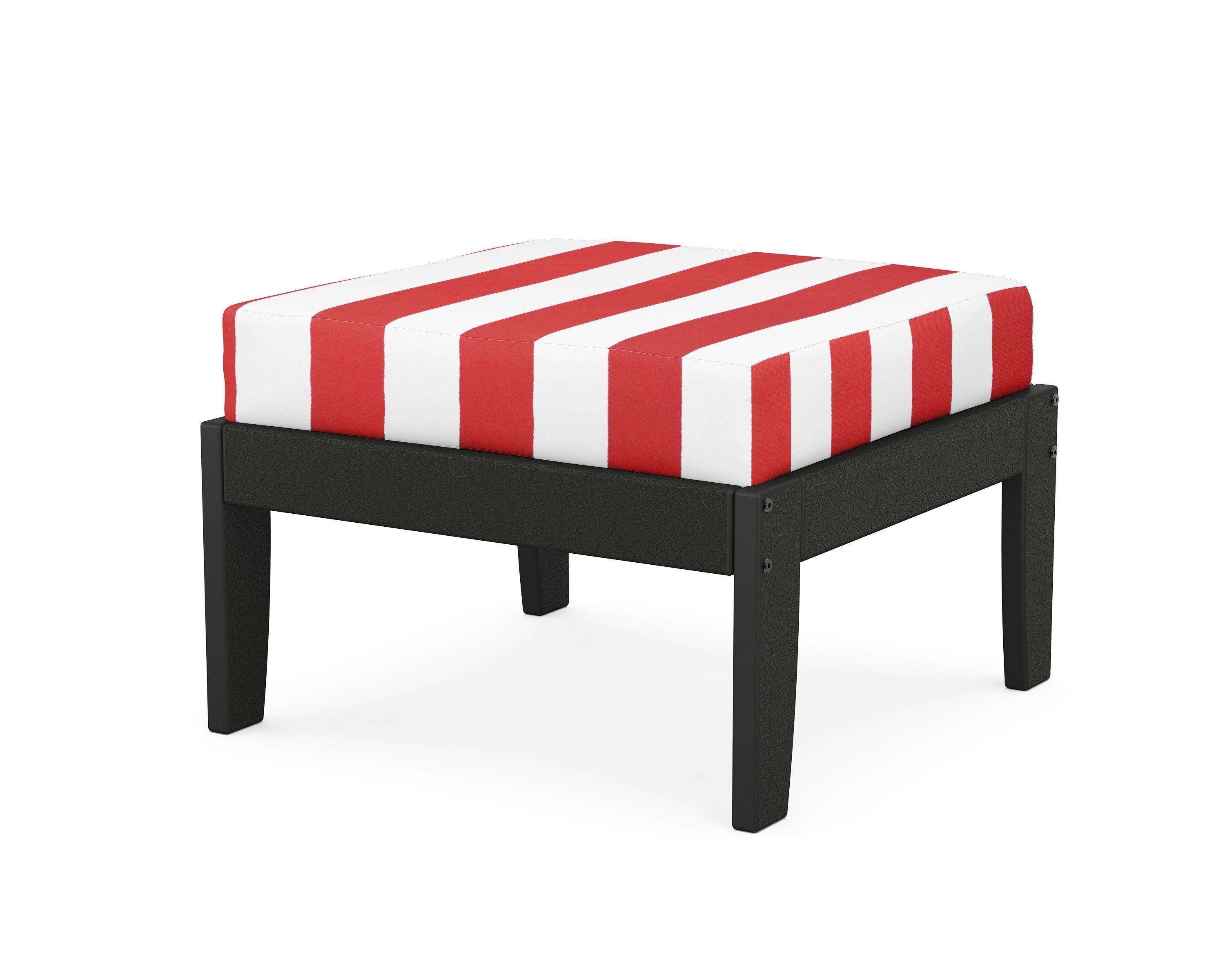 Unbranded Modular Ottoman - Classic in Black / Cabana Stripe Crimson