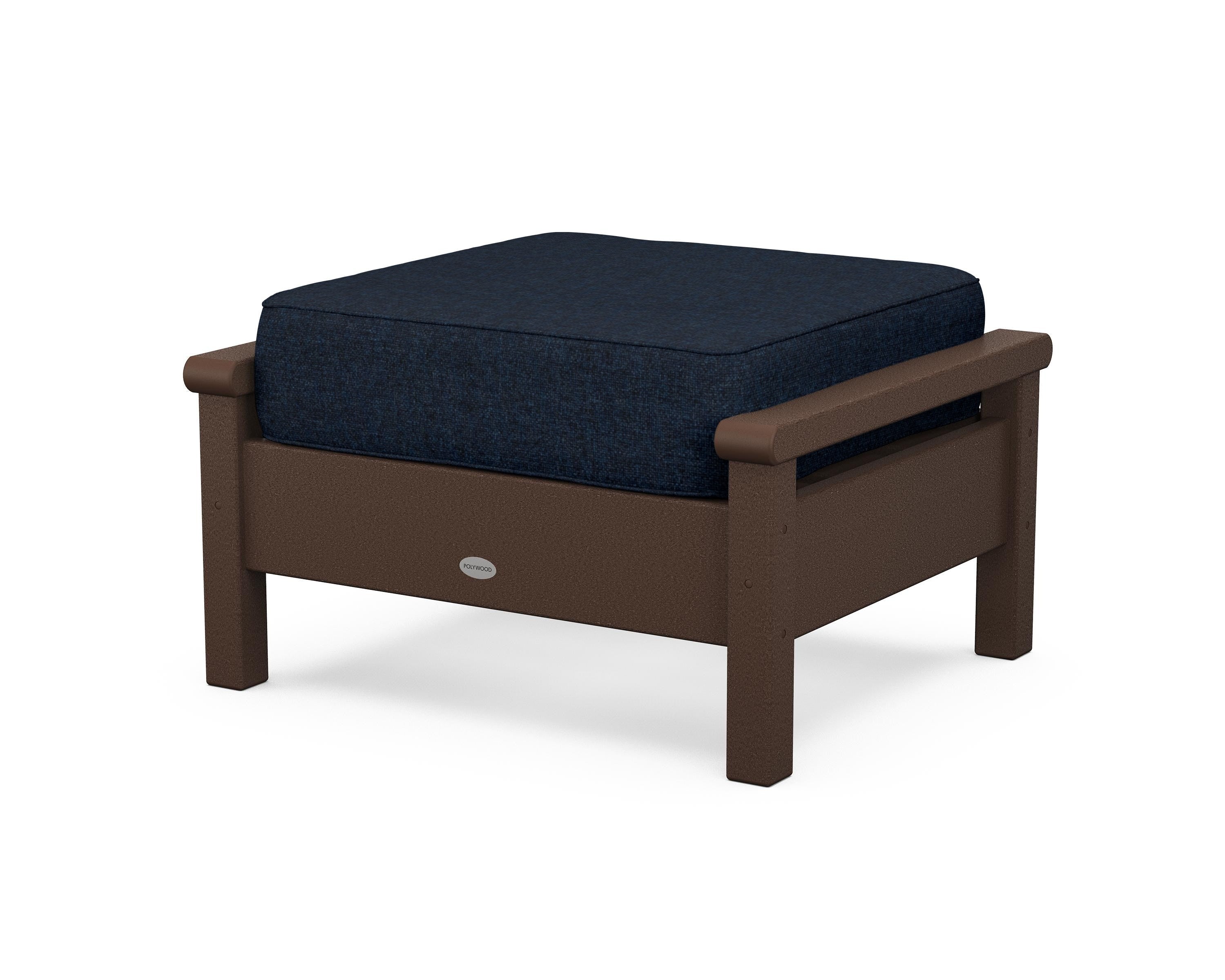 POLYWOOD® Harbour Deep Seating Ottoman in Mahogany / Marine Indigo