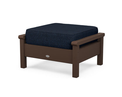 POLYWOOD® Harbour Deep Seating Ottoman in Mahogany / Marine Indigo