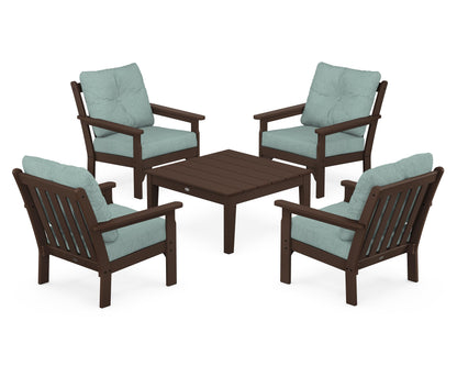 POLYWOOD® Vineyard 5-Piece Deep Seating Conversation Set in Mahogany / Glacier Spa