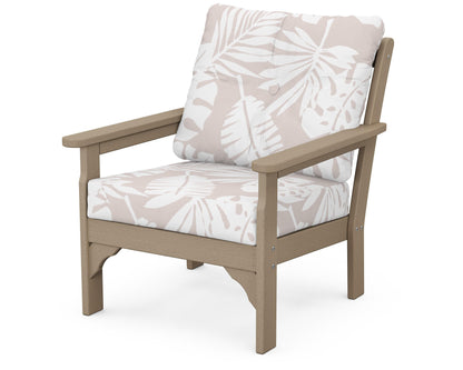 POLYWOOD® Vineyard Deep Seating Chair in Vintage Sahara / Leaf Dune Burlap
