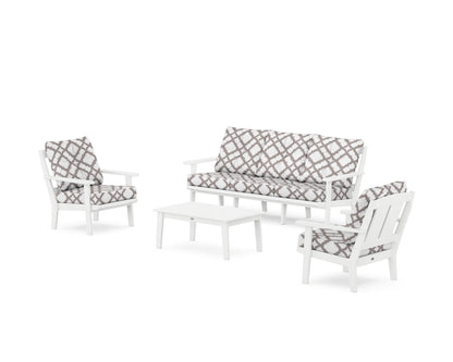 POLYWOOD® Mission 4-Piece Deep Seating Set with Sofa in White / Trellis Grey Mist