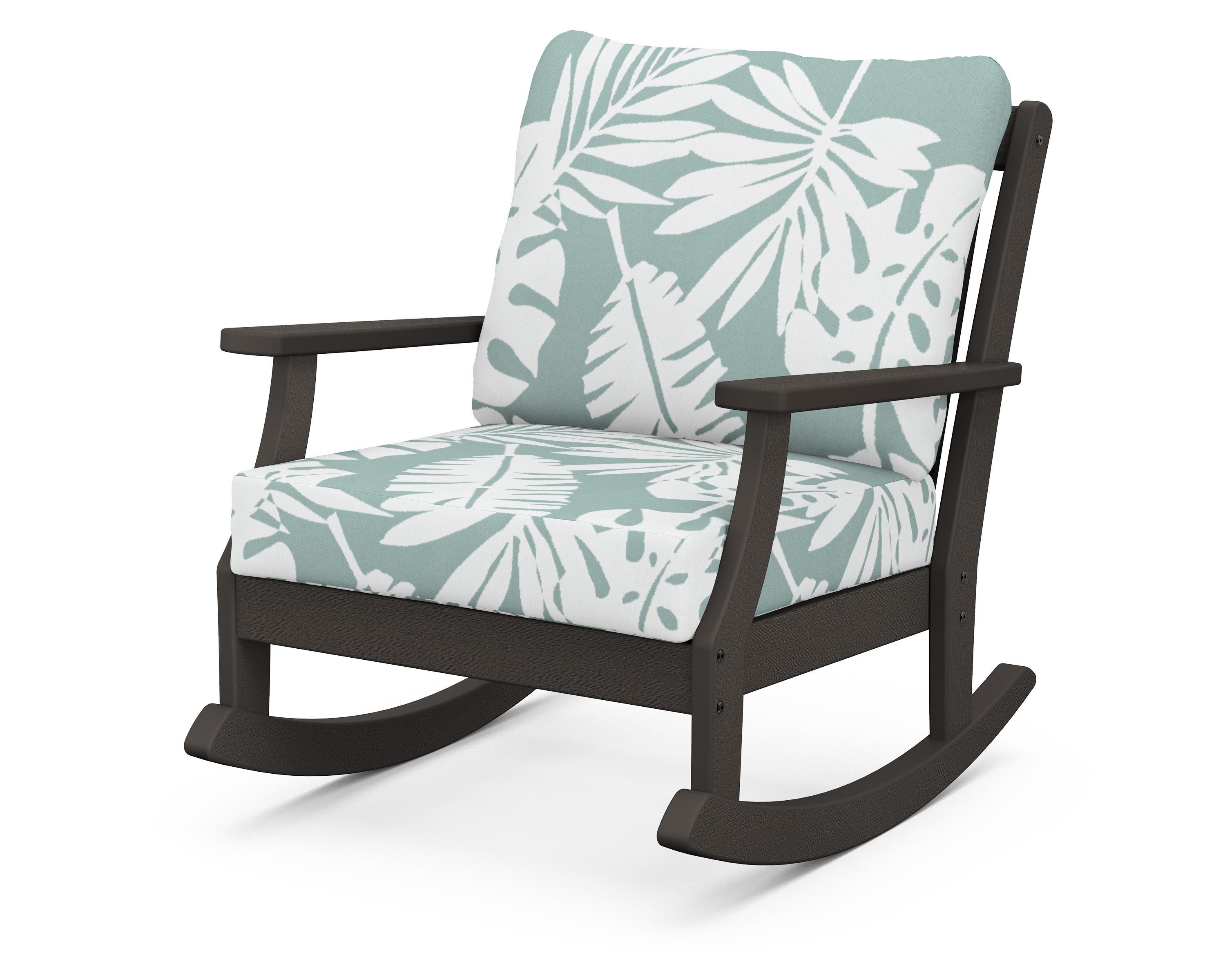 POLYWOOD® Braxton Deep Seating Rocking Chair in Vintage Coffee / Leaf Glacier Spa