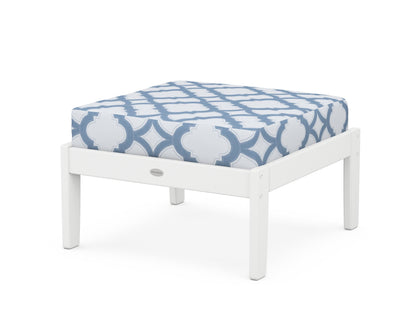 POLYWOOD® Braxton Deep Seating Ottoman in White / Trellis Sky Blue