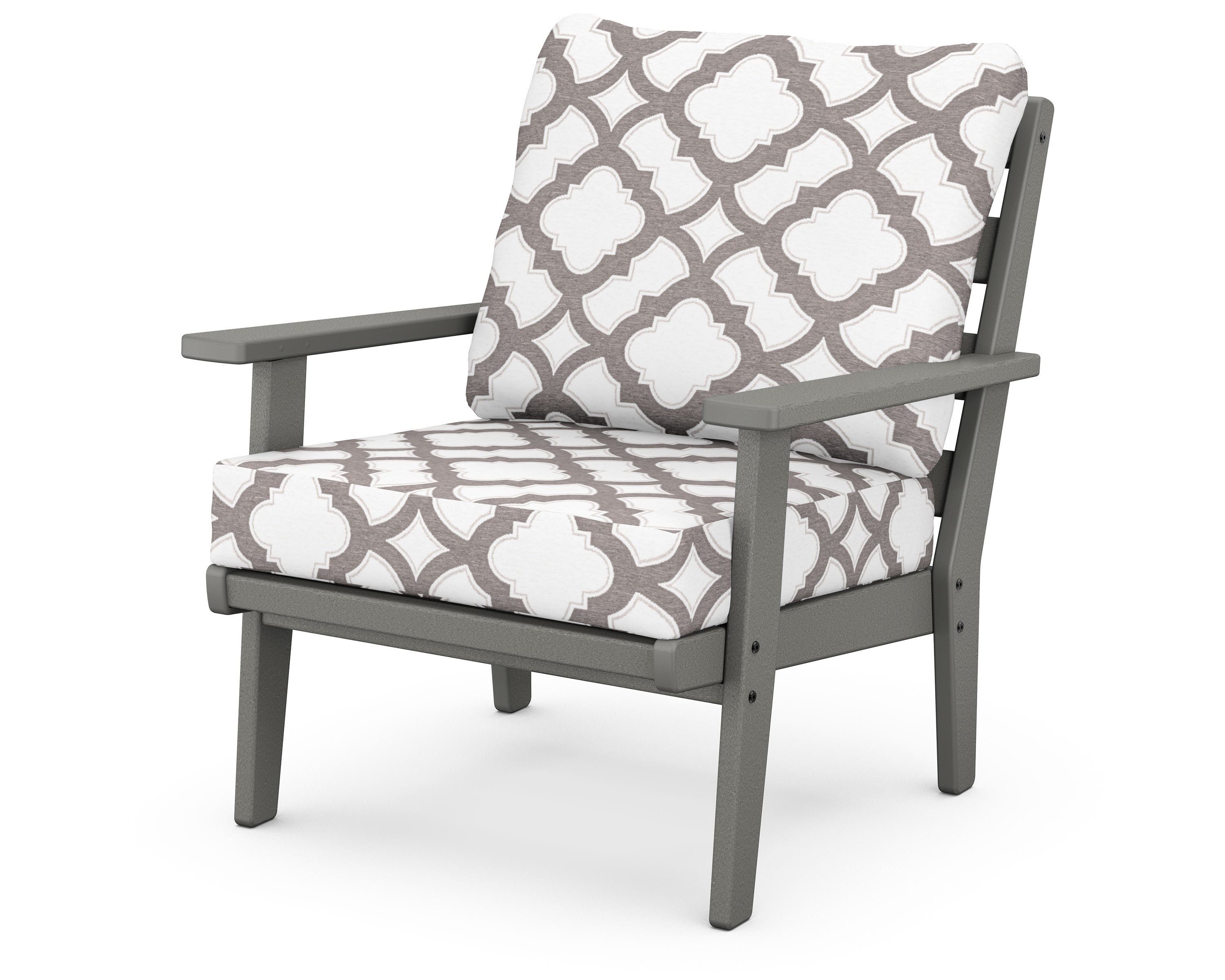 POLYWOOD® Grant Park Deep Seating Chair in Slate Grey / Trellis Grey Mist