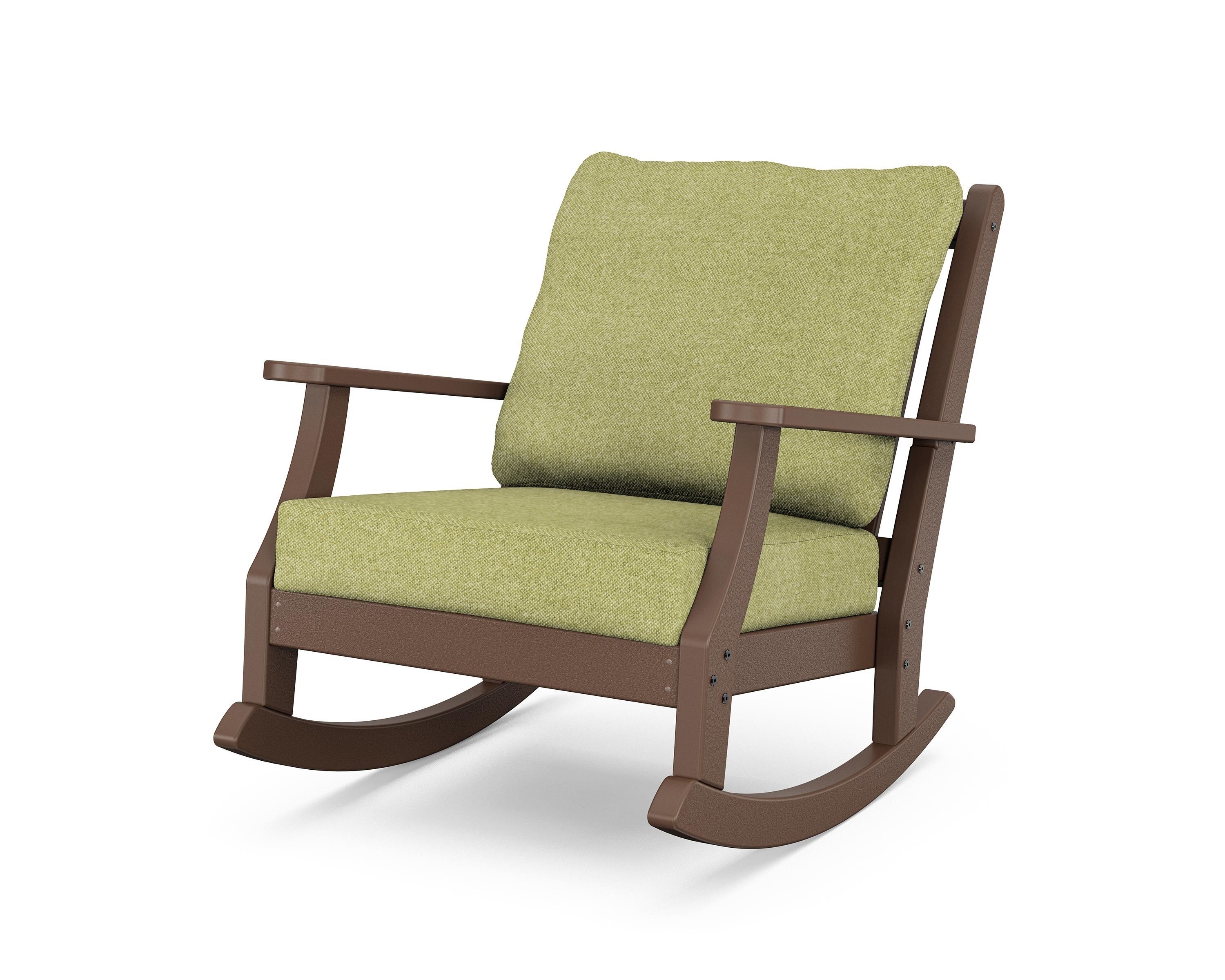 Country Living Wovendale Deep Seating Rocking Chair in Mahogany / Chartreuse Boucle