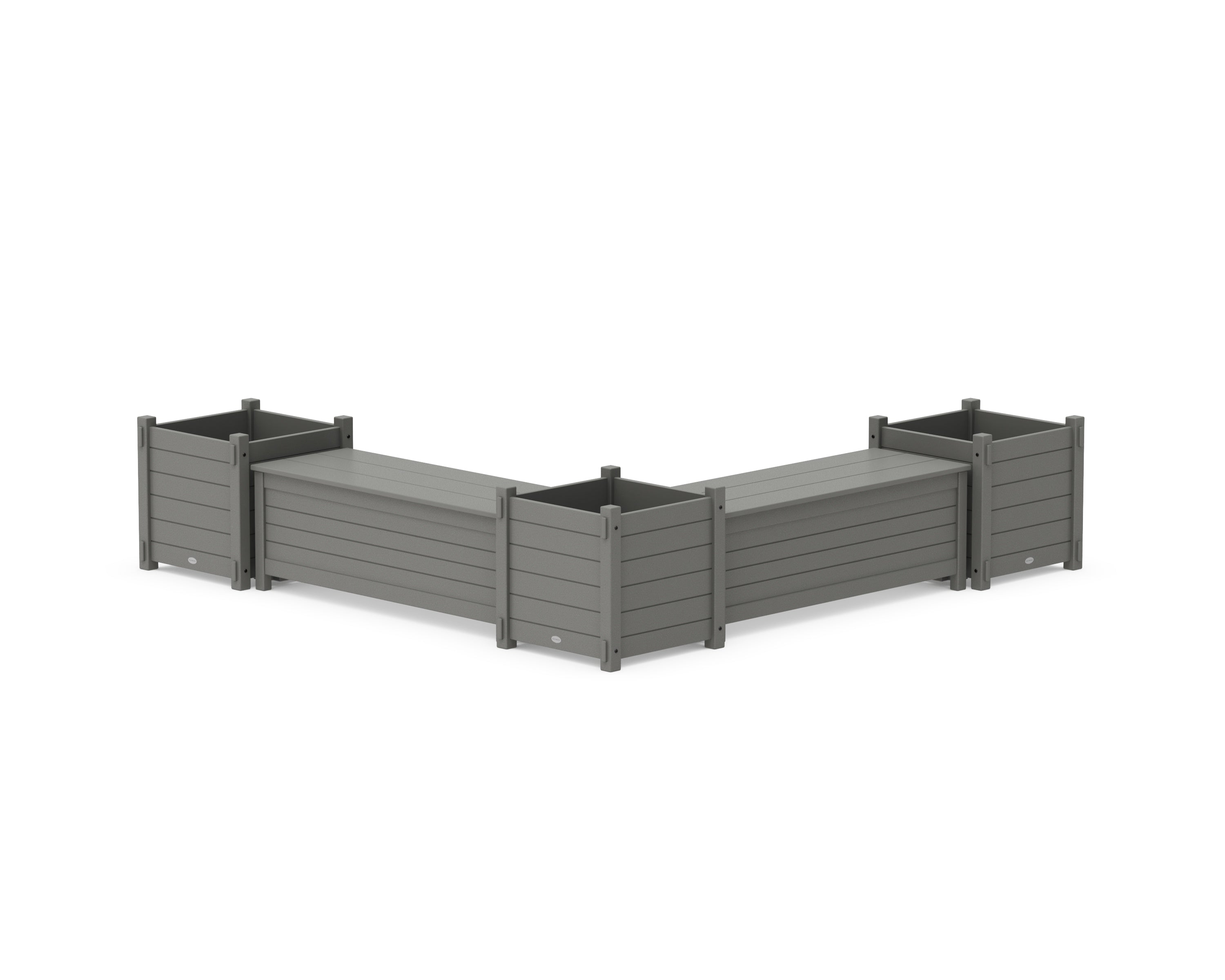 POLYWOOD® 48" Nautical L- Shaped Planter Storage Bench Corner Set- Large in Slate Grey