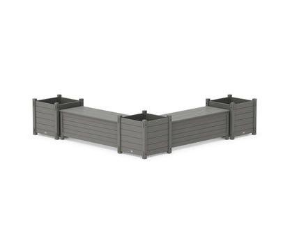 POLYWOOD® 48" Nautical L- Shaped Planter Storage Bench Corner Set- Large in Slate Grey