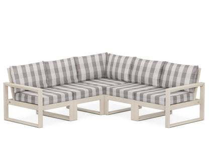 POLYWOOD® EDGE 5-Piece Modular Deep Seating Set in Sand / Buffalo Plaid Grey Mist