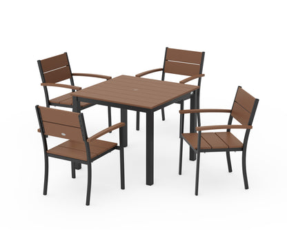 POLYWOOD® Main Street 5-Piece Dining Set in Black / Teak