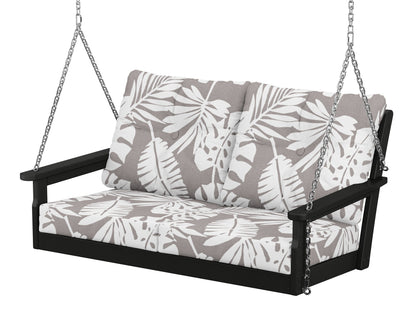 POLYWOOD® Vineyard Deep Seating Swing in Black / Leaf Grey Mist