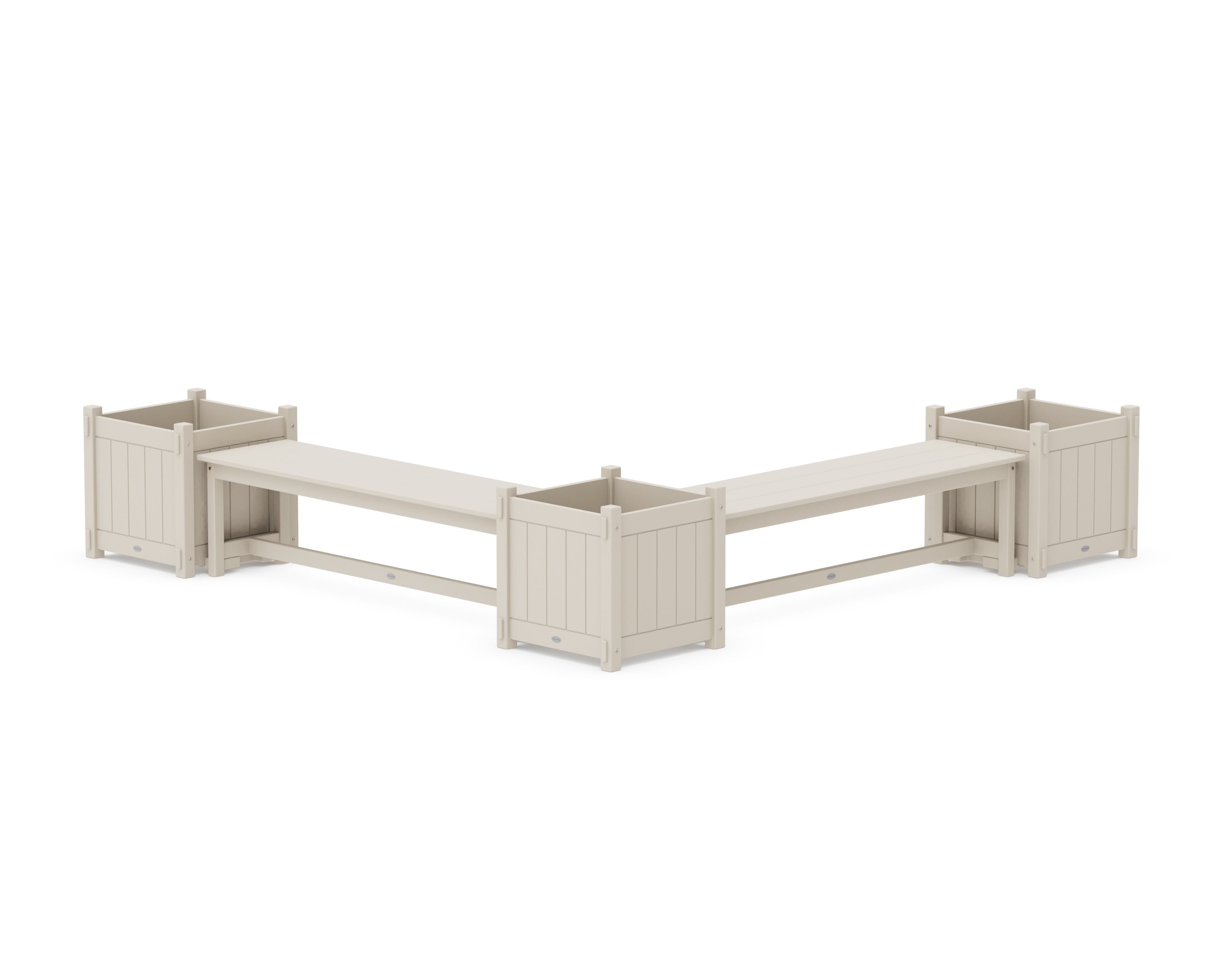 POLYWOOD® 60" Vineyard L- Shaped Planter Bench Corner Set - Large in Sand