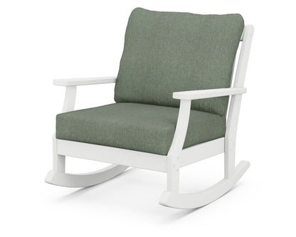 POLYWOOD® Braxton Deep Seating Rocking Chair in White / Cast Sage