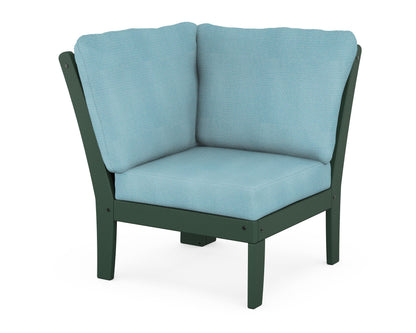 POLYWOOD® Braxton Modular Corner Chair in Green / Lattice Sky Blue