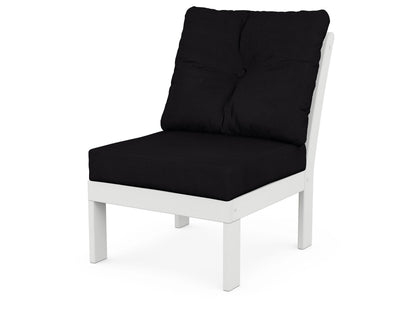 POLYWOOD® Vineyard Modular Armless Chair in White / Midnight Linen