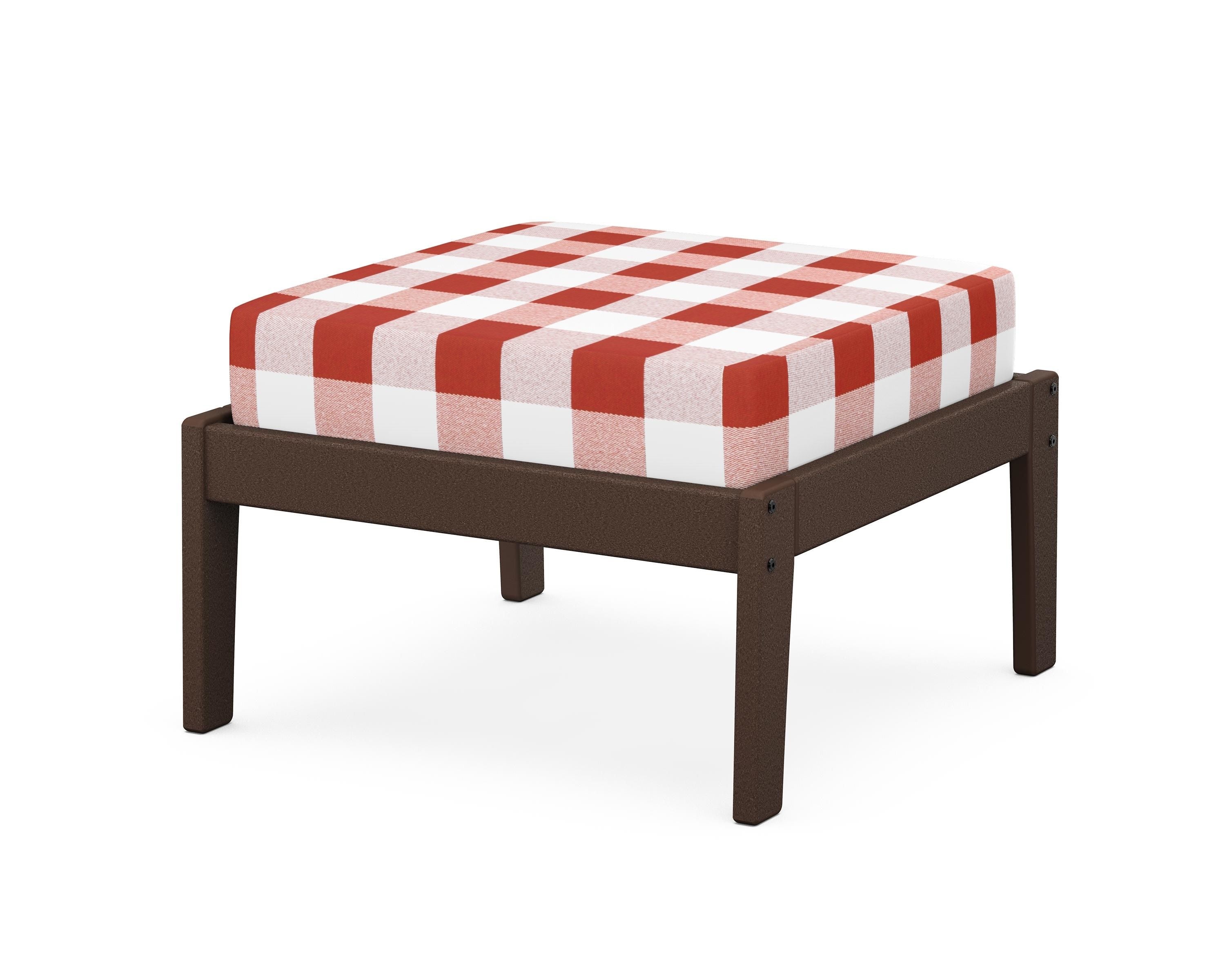 Unbranded Deep Seating Ottoman in Mahogany / Buffalo Plaid Crimson