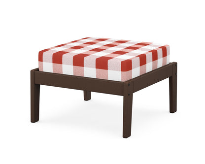 Unbranded Deep Seating Ottoman in Mahogany / Buffalo Plaid Crimson