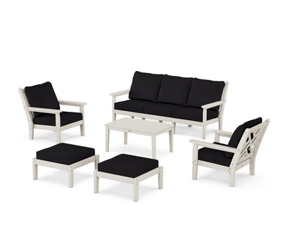 POLYWOOD® Chippendale 6-Piece Lounge Sofa Set in Sand / Midnight Linen