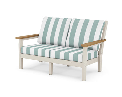 POLYWOOD® Chippendale Deep Seating Loveseat in Sand / Natural / Cabana Stripe Glacier Spa