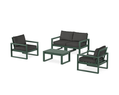 POLYWOOD® EDGE Sectional 4-Piece Deep Seating Set with Loveseat in Green / Spectrum Carbon