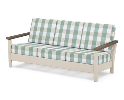 POLYWOOD® Harbour Deep Seating Sofa in Sand / Kona / Buffalo Plaid Glacier Spa