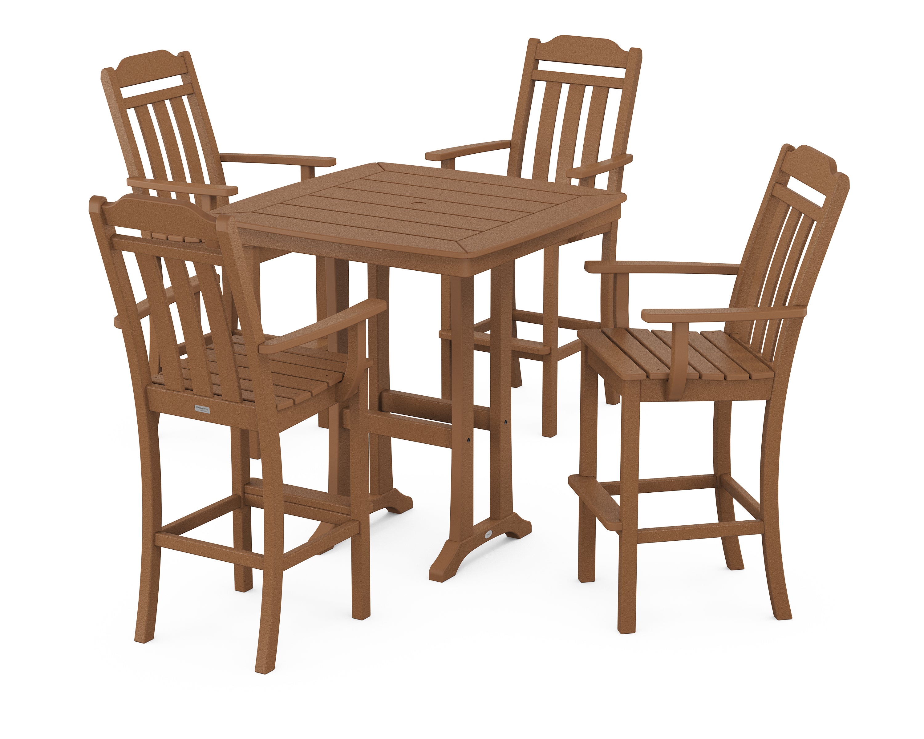 Country Living Cottage 5-Piece Bar Set with Trestle Legs in Teak