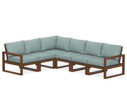 POLYWOOD® EDGE 6-Piece Modular Deep Seating Set in Teak / Glacier Spa