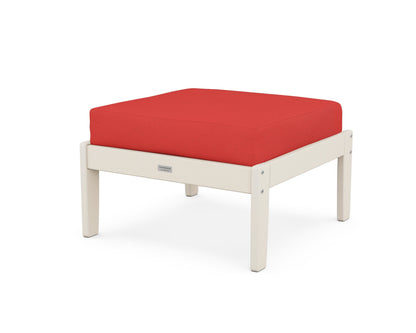 Country Living Cottage Deep Seating Ottoman in Sand / Crimson Linen