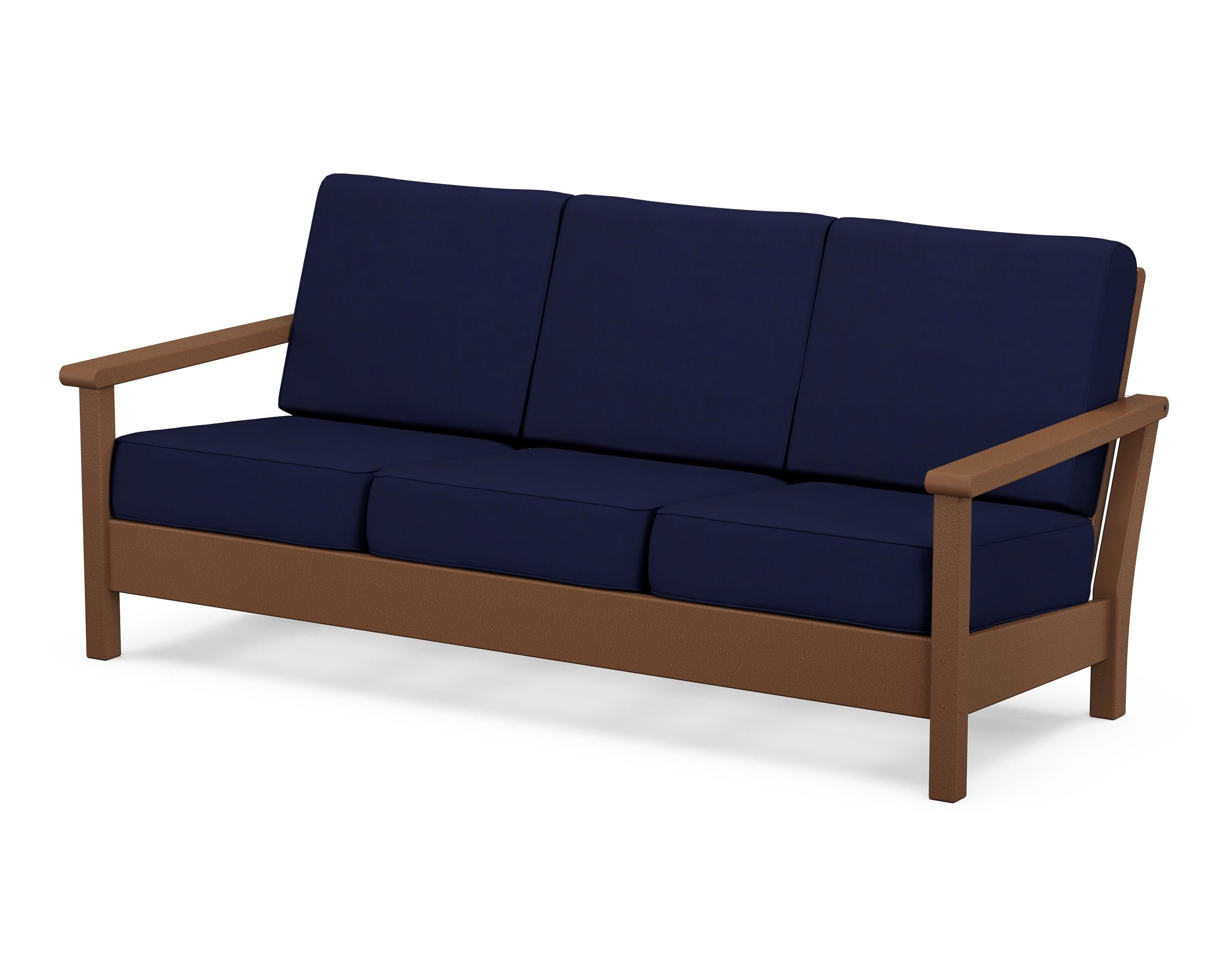 POLYWOOD® Harbour Deep Seating Sofa in Teak / Navy