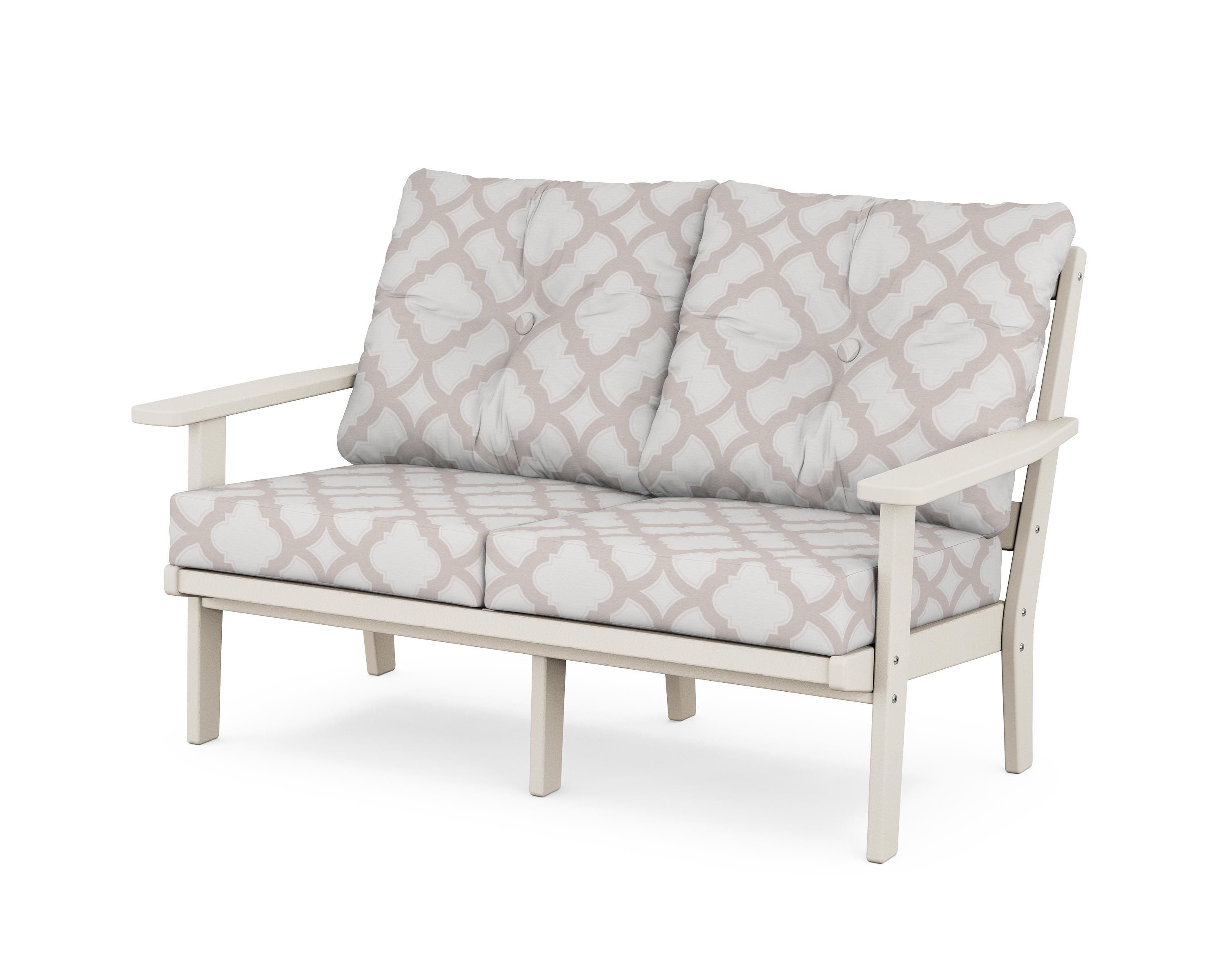 POLYWOOD® Oxford Deep Seating Loveseat in Sand / Trellis Dune Burlap