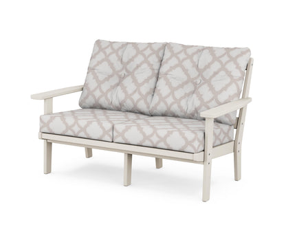 POLYWOOD® Oxford Deep Seating Loveseat in Sand / Trellis Dune Burlap