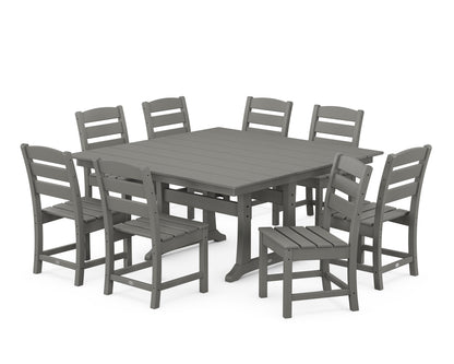 POLYWOOD® Lakeside 9-Piece Farmhouse Trestle Dining Set in Slate Grey