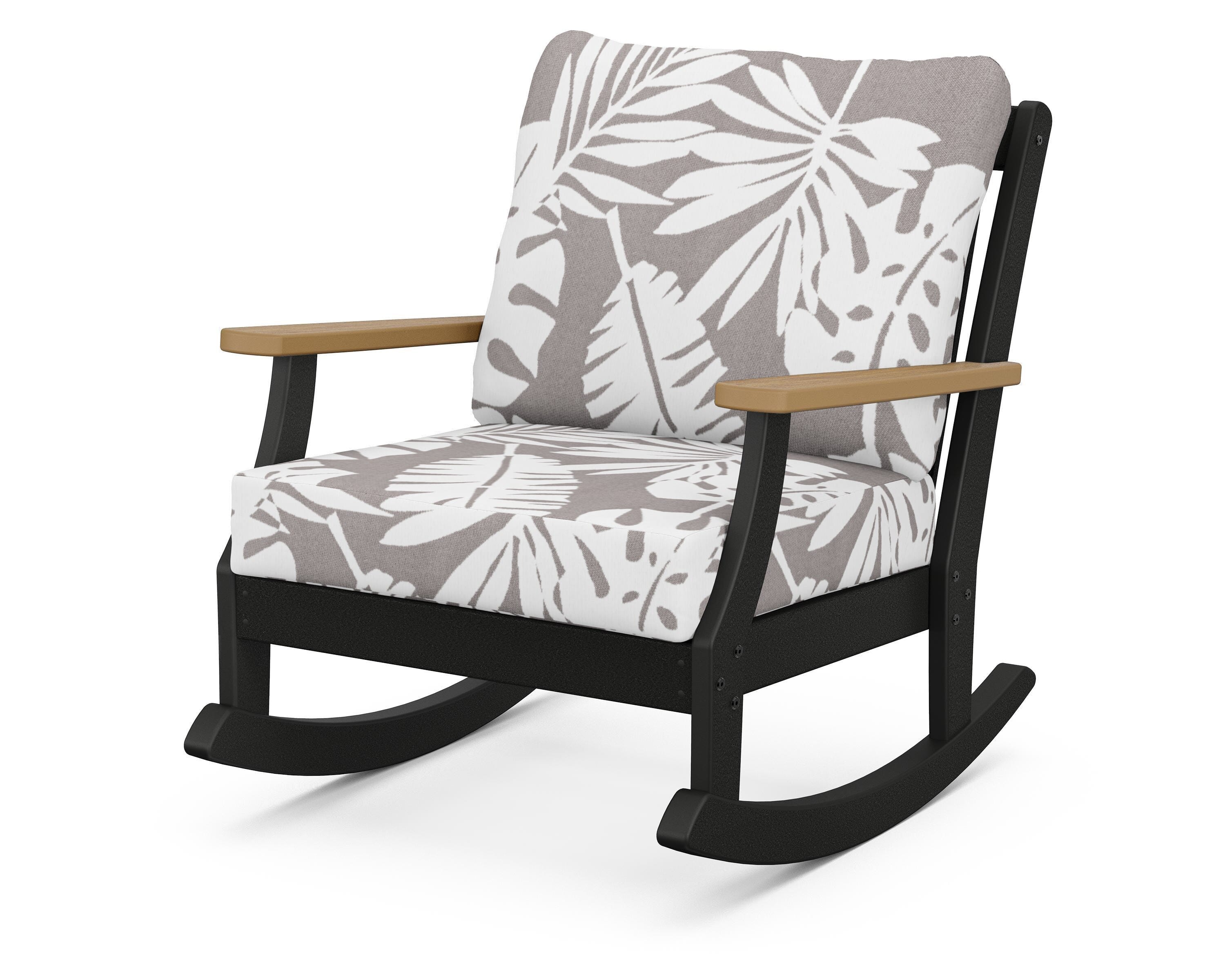 POLYWOOD® Braxton Deep Seating Rocking Chair in Black / Natural / Leaf Grey Mist