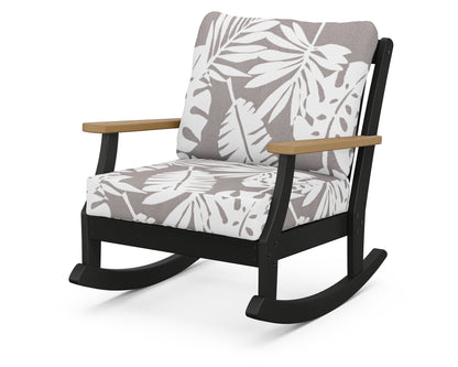 POLYWOOD® Braxton Deep Seating Rocking Chair in Black / Natural / Leaf Grey Mist