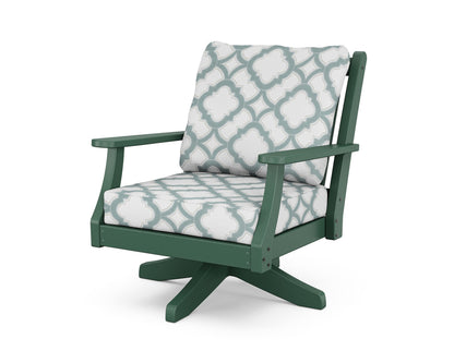 Country Living Wovendale Deep Seating Swivel Chair in Green / Trellis Glacier Spa