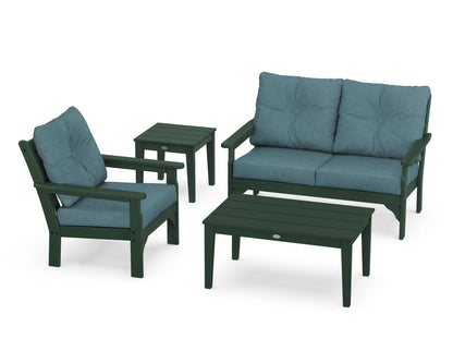 POLYWOOD® Vineyard 4-Piece Deep Seating Set in Green / Ocean Teal