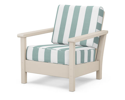 POLYWOOD® Harbour Deep Seating Chair in Sand / Cabana Stripe Glacier Spa