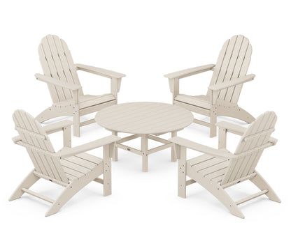 POLYWOOD® Vineyard 5-Piece Adirondack Chair Conversation Set in Sand