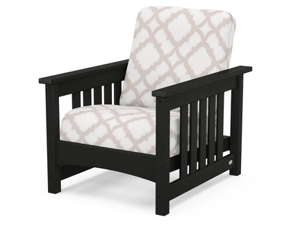 POLYWOOD® Club Mission Chair in Black / Trellis Dune Burlap