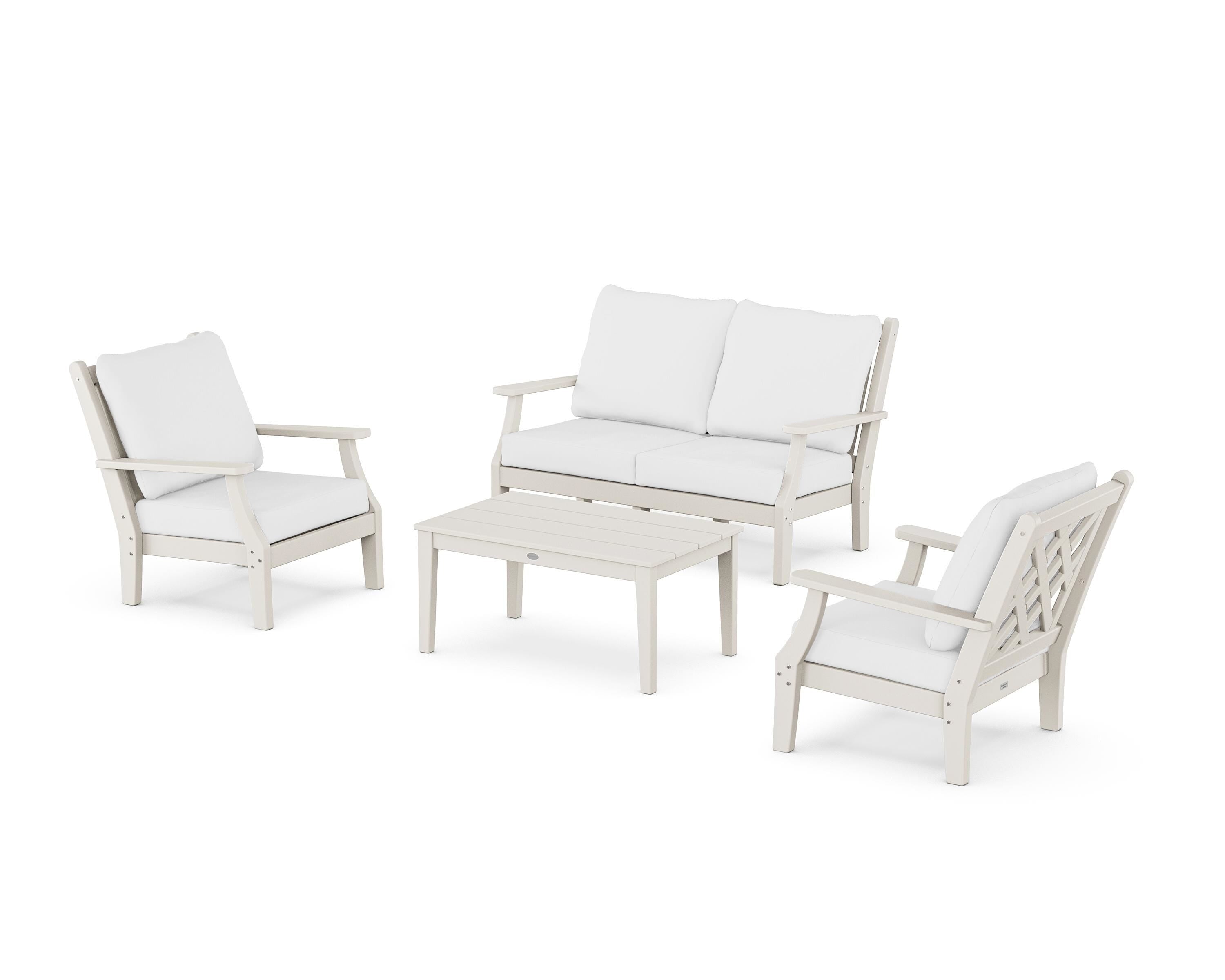 Country Living Wovendale 4-Piece Deep Seating Set with Loveseat in Sand / Natural