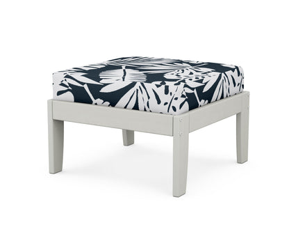 Unbranded Modular Ottoman - Classic in Vintage White / Leaf Marine Indigo