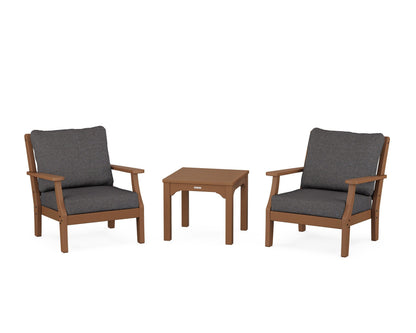 Martha Stewart by POLYWOOD® Chinoiserie 3-Piece Deep Seating Set in Teak / Ash Charcoal
