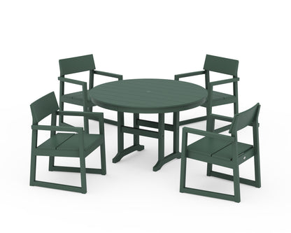 POLYWOOD® EDGE 5-Piece Round Farmhouse Dining Set in Green