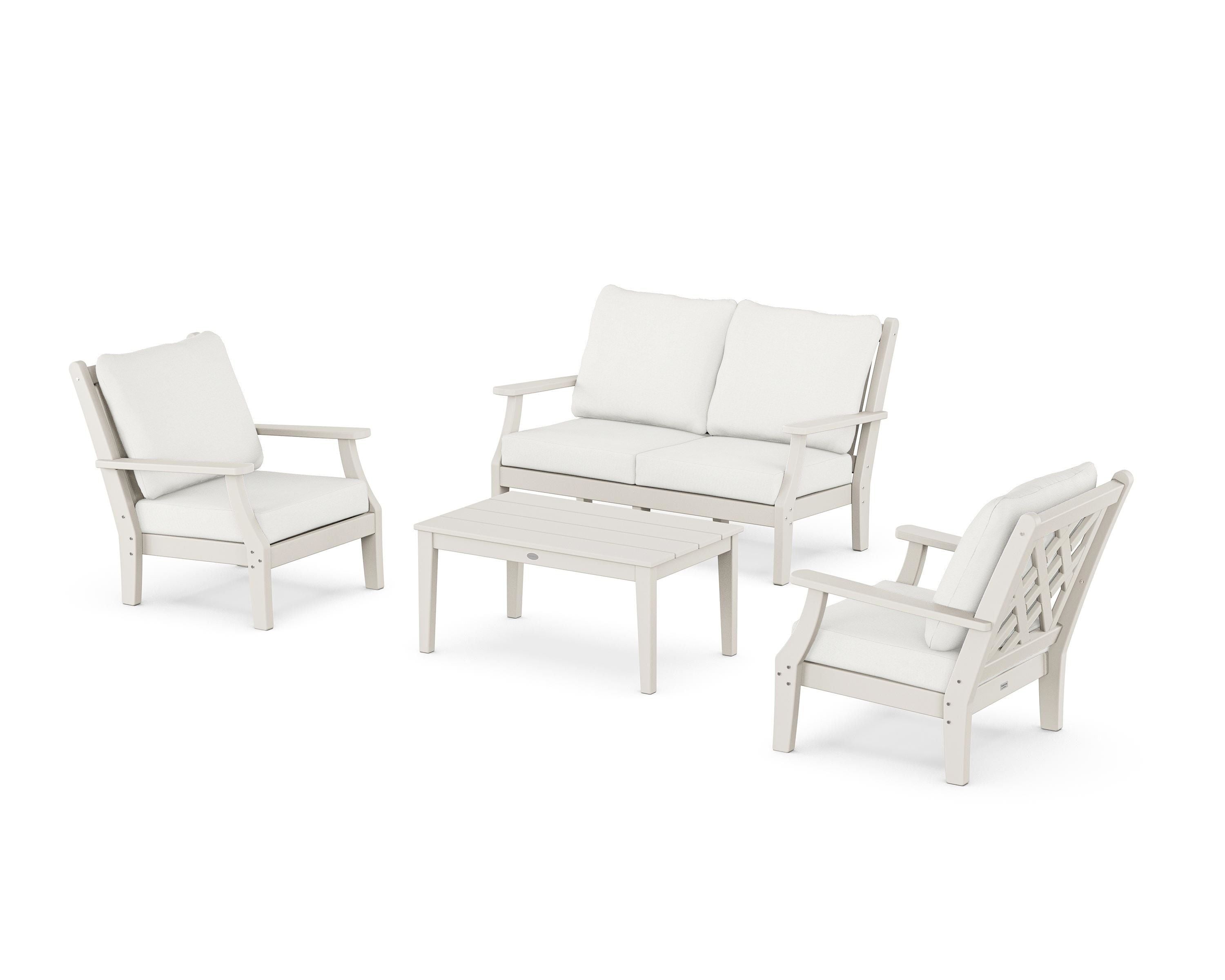 Country Living Wovendale 4-Piece Deep Seating Set with Loveseat in Sand / Natural Linen