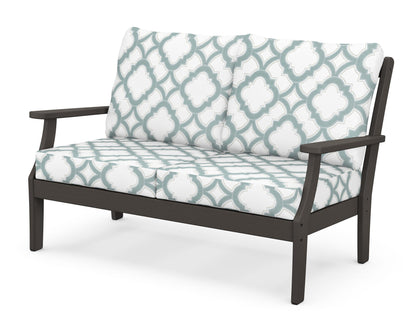 POLYWOOD® Braxton Deep Seating Loveseat in Vintage Coffee / Trellis Glacier Spa