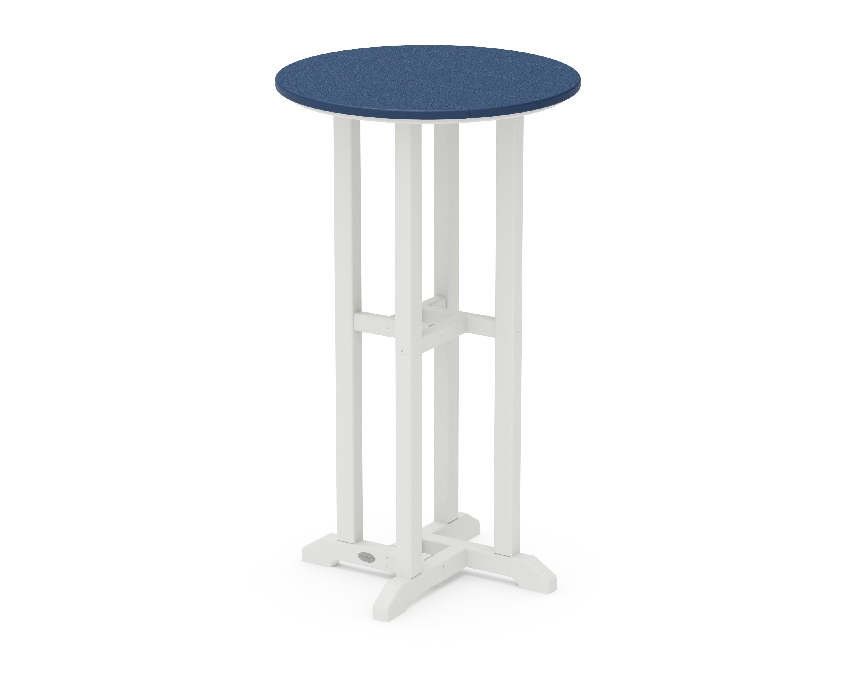 POLYWOOD® Contempo 24" Round Bar Table in White / Navy